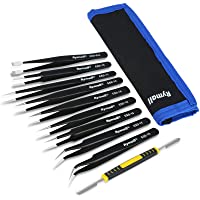 RYMALL 10 Piezas Pinzas de Precisión ESD Anti-Estáticas de Acero Inoxidable para Electrónica- Joyería- Trabajo de…